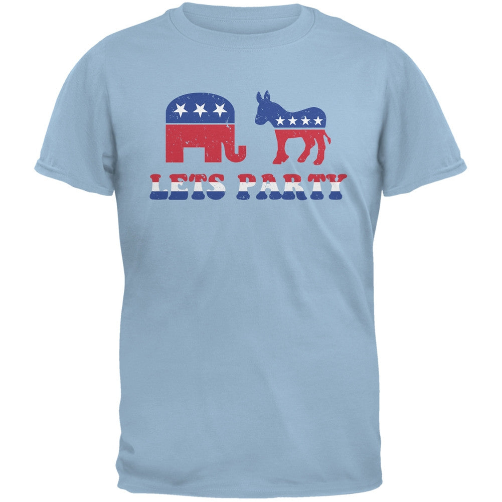 Election - Let's Party Light Blue Adult T-Shirt Men's T-Shirts Old Glory 2XL Blue 