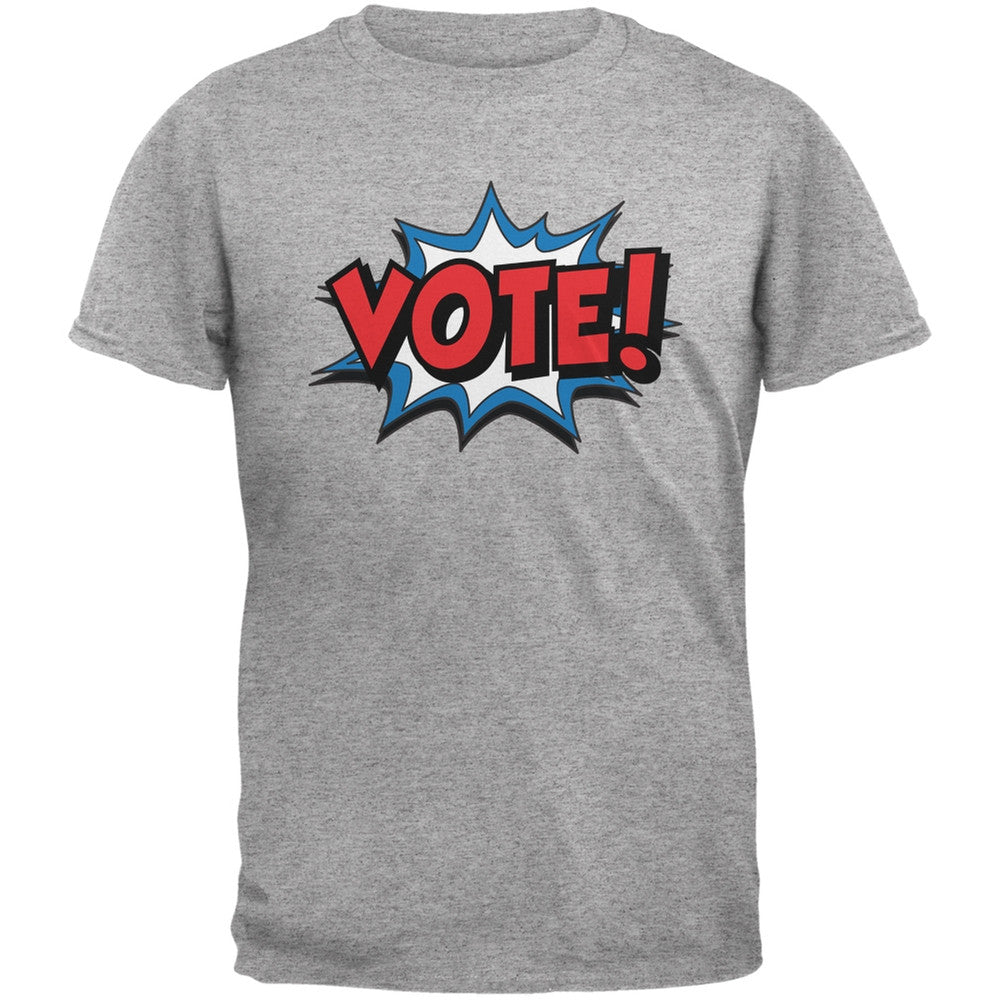 Election Comic Style VOTE! Heather Grey Adult T-Shirt Men's T-Shirts Old Glory 2XL Grey 