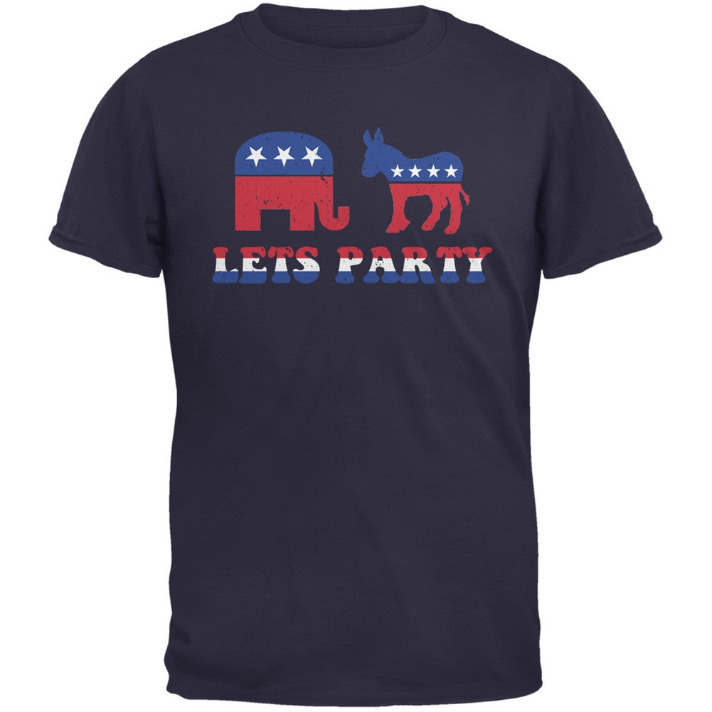 Election - Let's Party Navy Adult T-Shirt Men's T-Shirts Old Glory 2XL Blue 