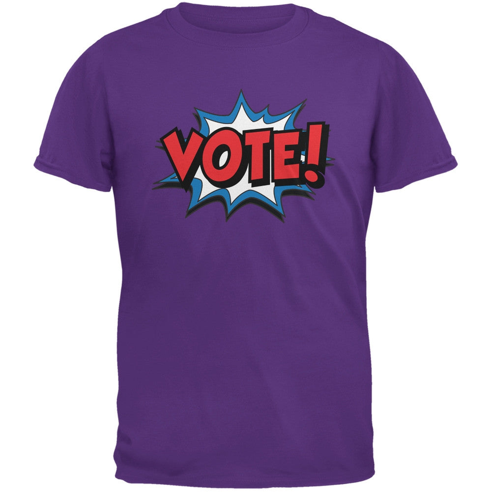 Election Comic Style VOTE! Purple Adult T-Shirt Men's T-Shirts Old Glory 2XL Purple 