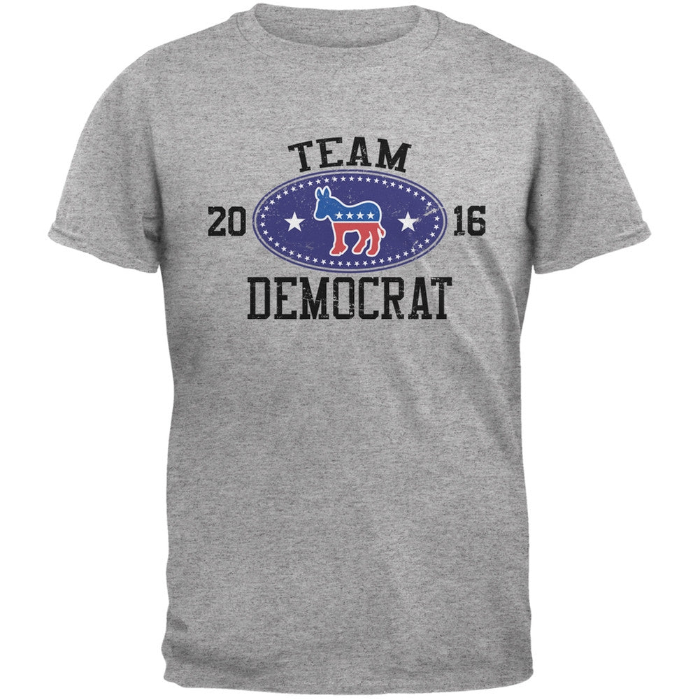 Election Team Democrat 2016 Heather Grey Adult T-Shirt Men's T-Shirts Old Glory 2XL Grey 