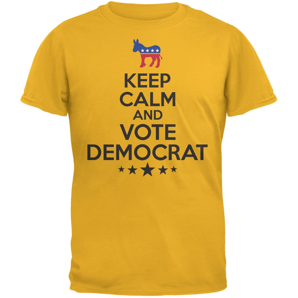 Election Keep Calm Vote Democrat Gold Adult T-Shirt Men's T-Shirts Old Glory 2XL Yellow 