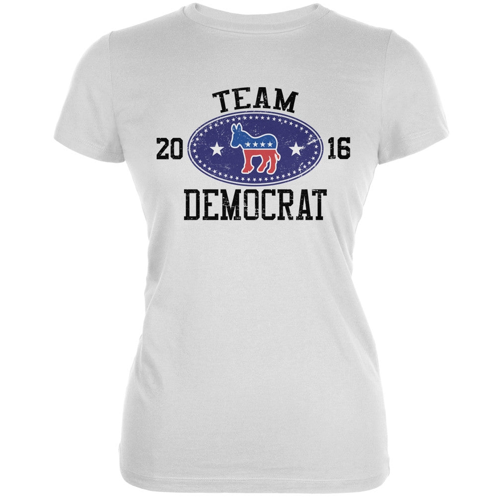 Election Team Democrat 2016 White Juniors Soft T-Shirt Juniors T-Shirts Old Glory 2XL White 