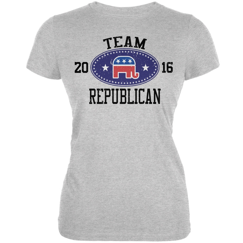 Election Team Republican 2016 Heather Grey Juniors Soft T-Shirt Juniors T-Shirts Old Glory 2XL Grey 