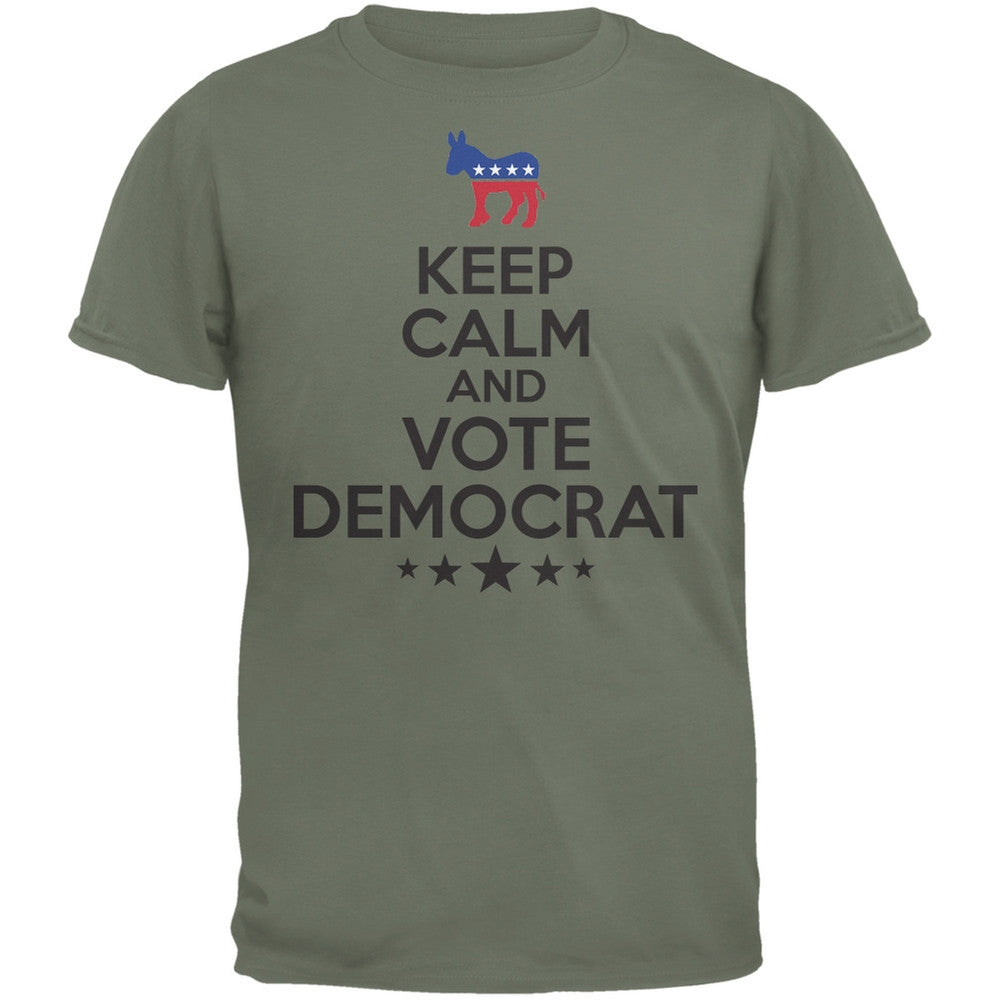 Keep Calm Vote Democrat Military Green Adult T-Shirt Men's T-Shirts Old Glory 2XL Green 