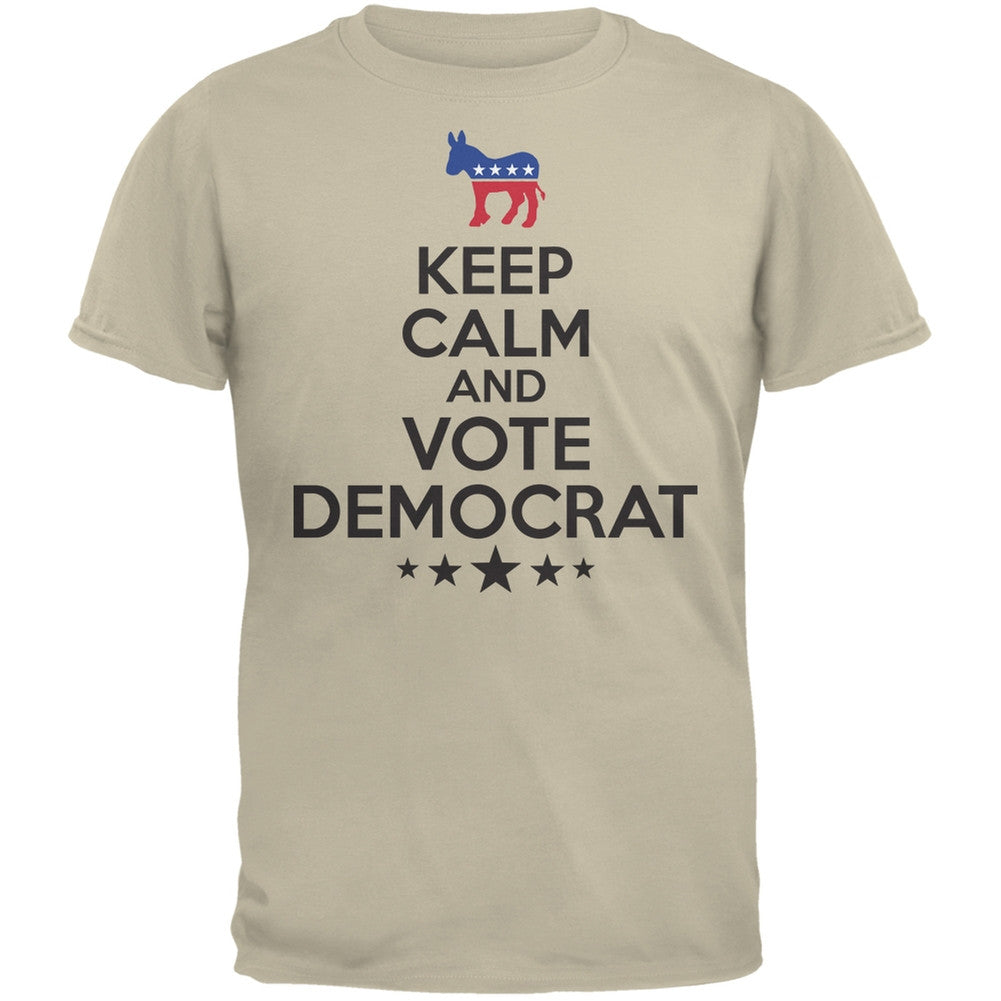 Election Keep Calm Vote Democrat Sand Adult T-Shirt Men's T-Shirts Old Glory 2XL Beige 