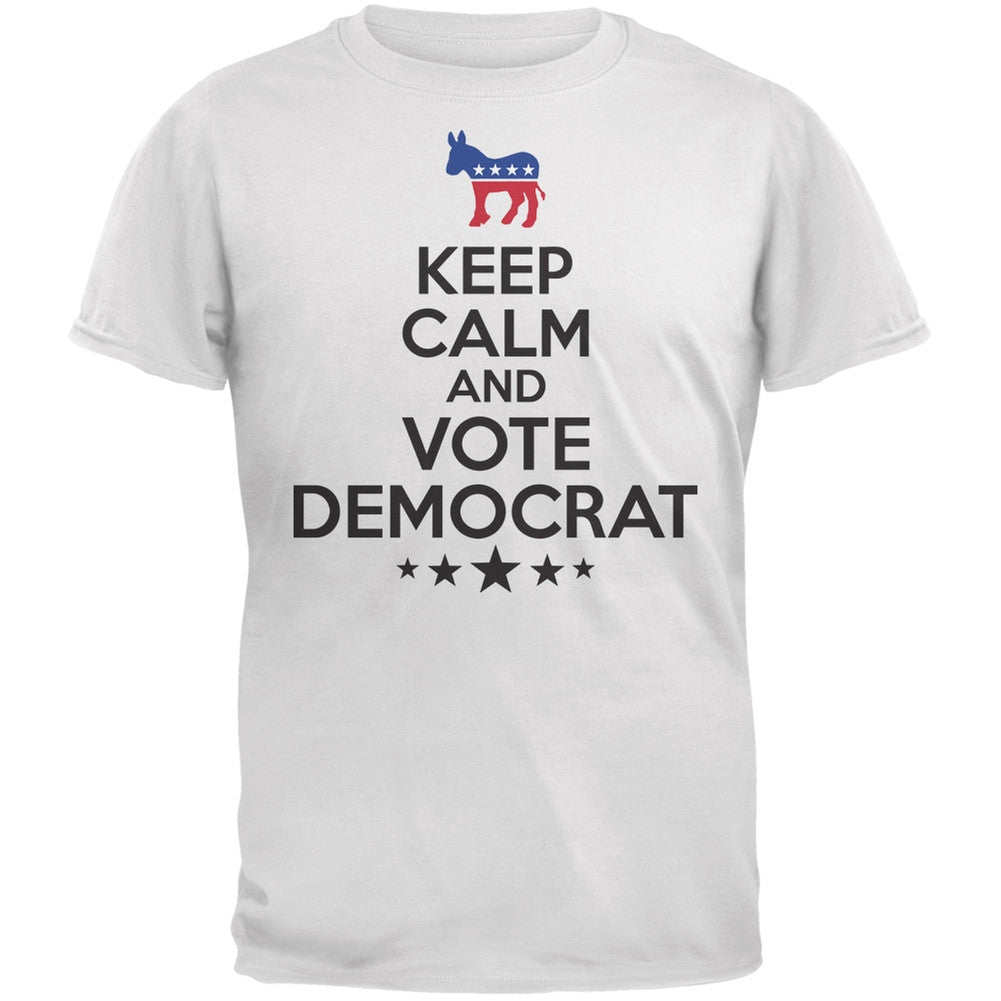 Election Keep Calm Vote Democrat White Adult T-Shirt Men's T-Shirts Old Glory 2XL White 