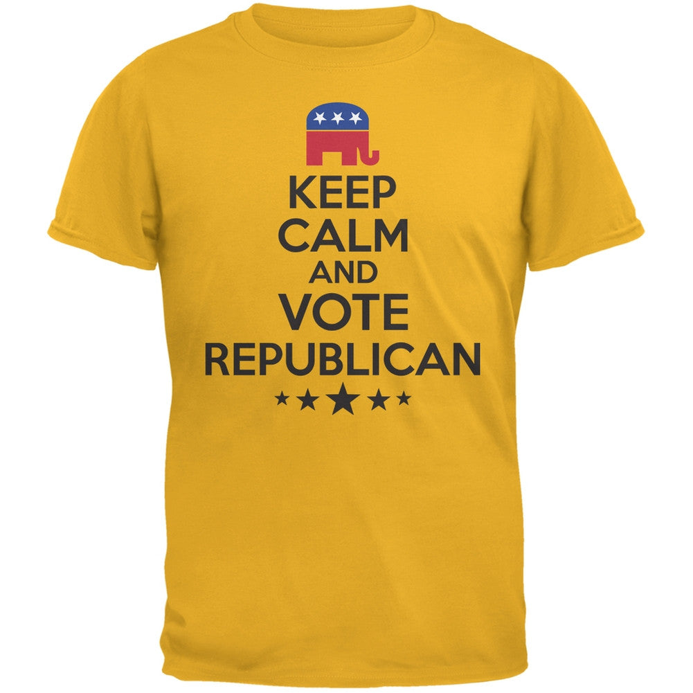 Election - Keep Calm Vote Republican Gold Adult T-Shirt Men's T-Shirts Old Glory 2XL Yellow 