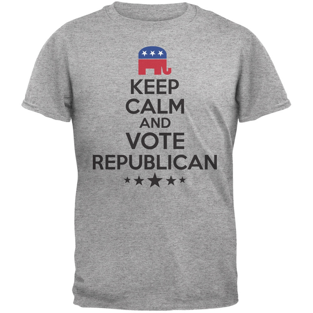 Election - Keep Calm Vote Republican Heather Grey Adult T-Shirt Men's T-Shirts Old Glory 2XL Grey 