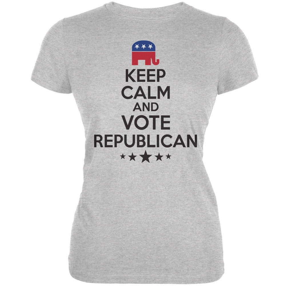 Election - Keep Calm Vote Republican Heather Grey Juniors Soft T-Shirt Juniors T-Shirts Old Glory 2XL Grey 