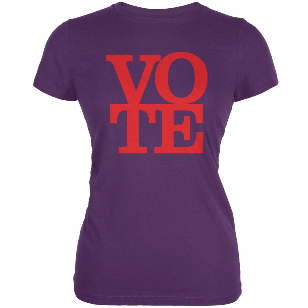 Election Vote Stacked Purple Juniors Soft T-Shirt Juniors T-Shirts Old Glory 2XL Purple 