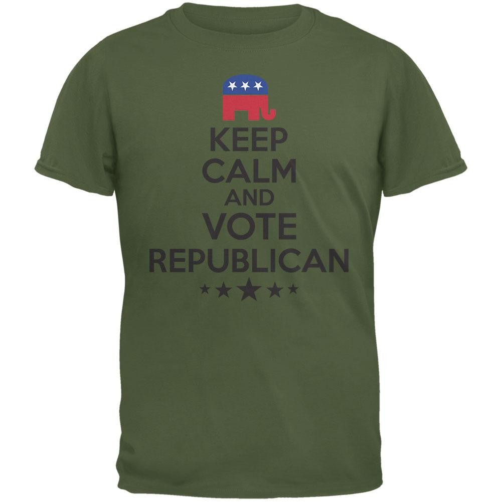 Election - Keep Calm Vote Republican Military Green Adult T-Shirt Men's T-Shirts Old Glory 2XL Green 