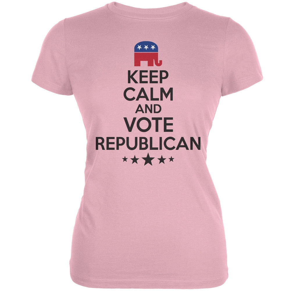 Election - Keep Calm Vote Republican Pink Juniors Soft T-Shirt Juniors T-Shirts Old Glory 2XL Pink 