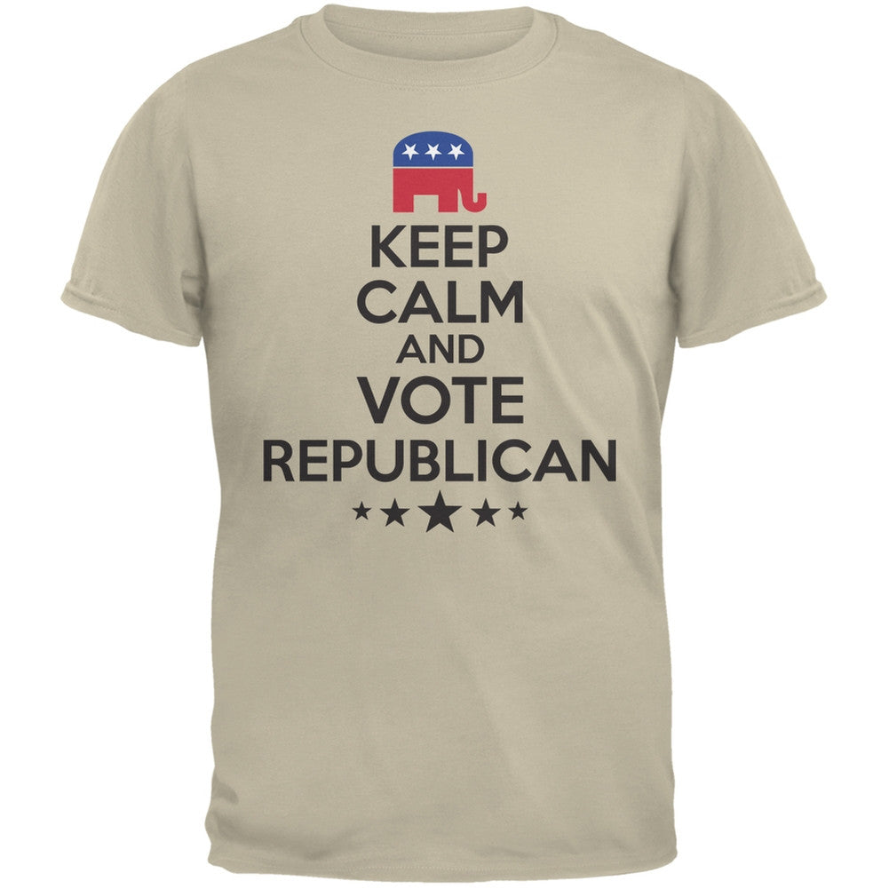 Election - Keep Calm Vote Republican Sand Adult T-Shirt Men's T-Shirts Old Glory 2XL Off-White 