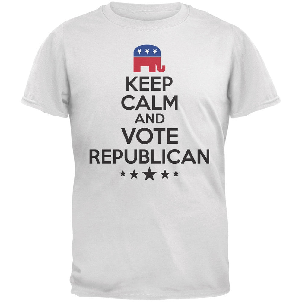 Election - Keep Calm Vote Republican White Adult T-Shirt Men's T-Shirts Old Glory 2XL White 