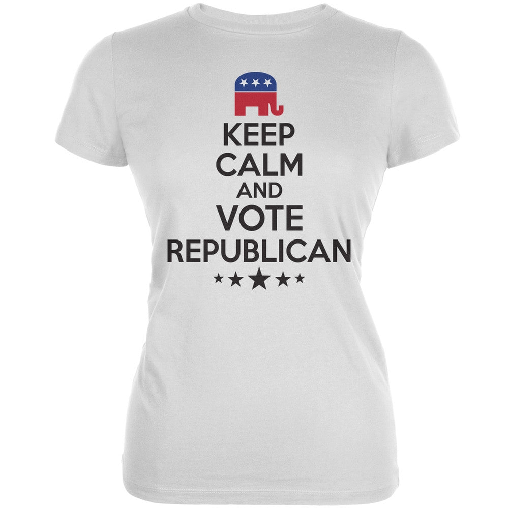 Election - Keep Calm Vote Republican White Juniors Soft T-Shirt Juniors T-Shirts Old Glory 2XL White 