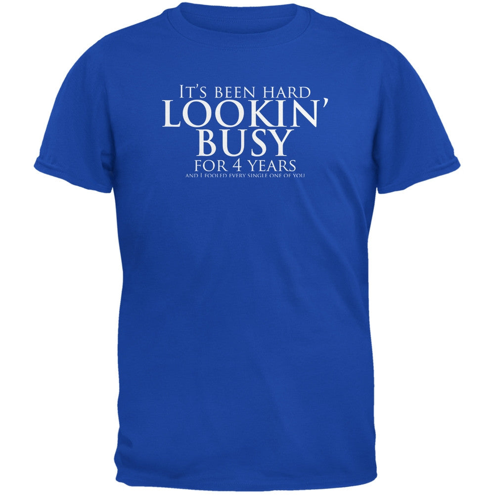 Graduation - Looking Busy Funny College Royal Adult T-Shirt Men's T-Shirts Old Glory 2XL Blue 