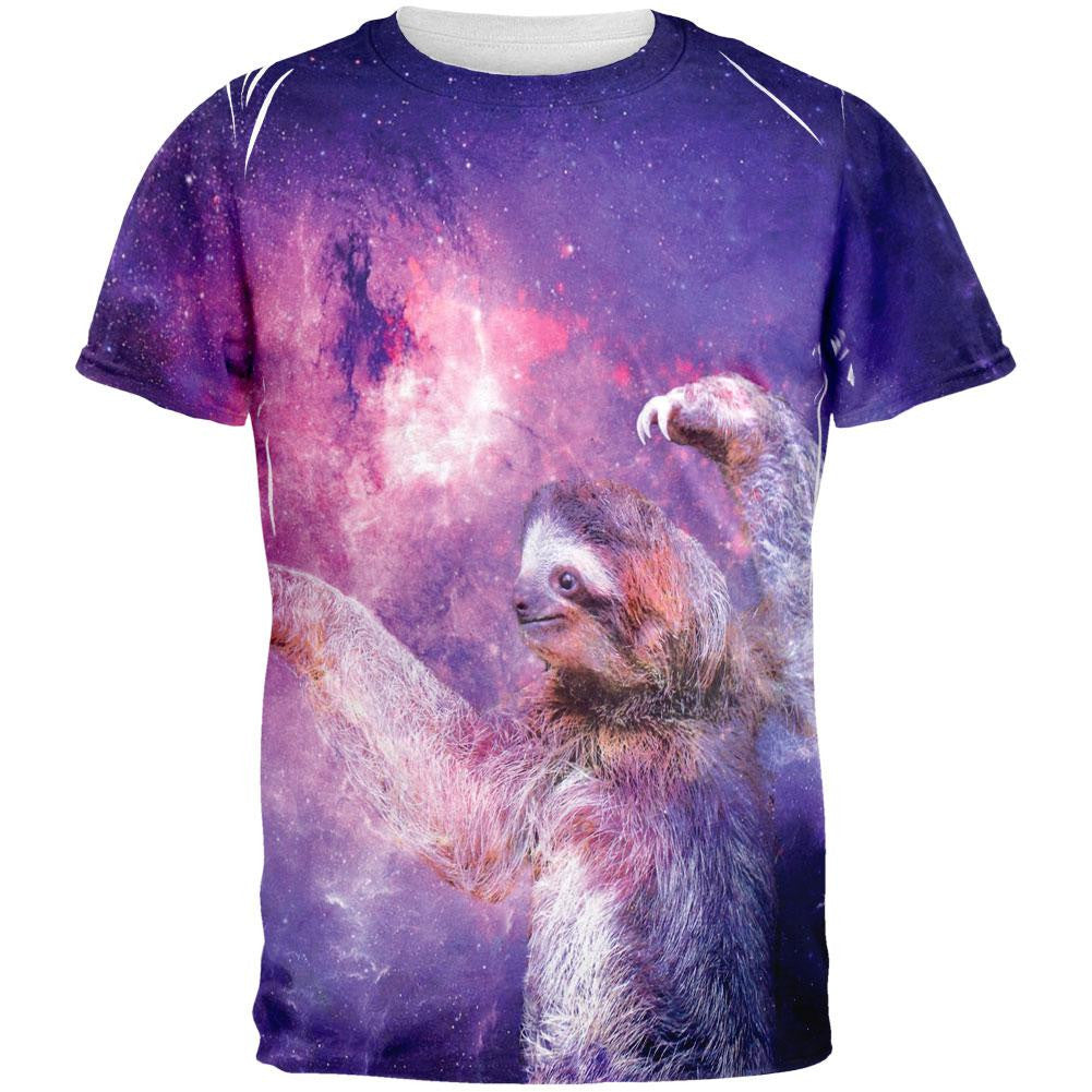 Galaxy Sloth All Over Adult T-Shirt Men's T-Shirts Old Glory 2XL Multi 