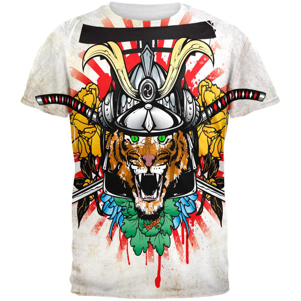 Samurai Tiger All Over Adult T-Shirt Men's T-Shirts Old Glory 2XL Multi 