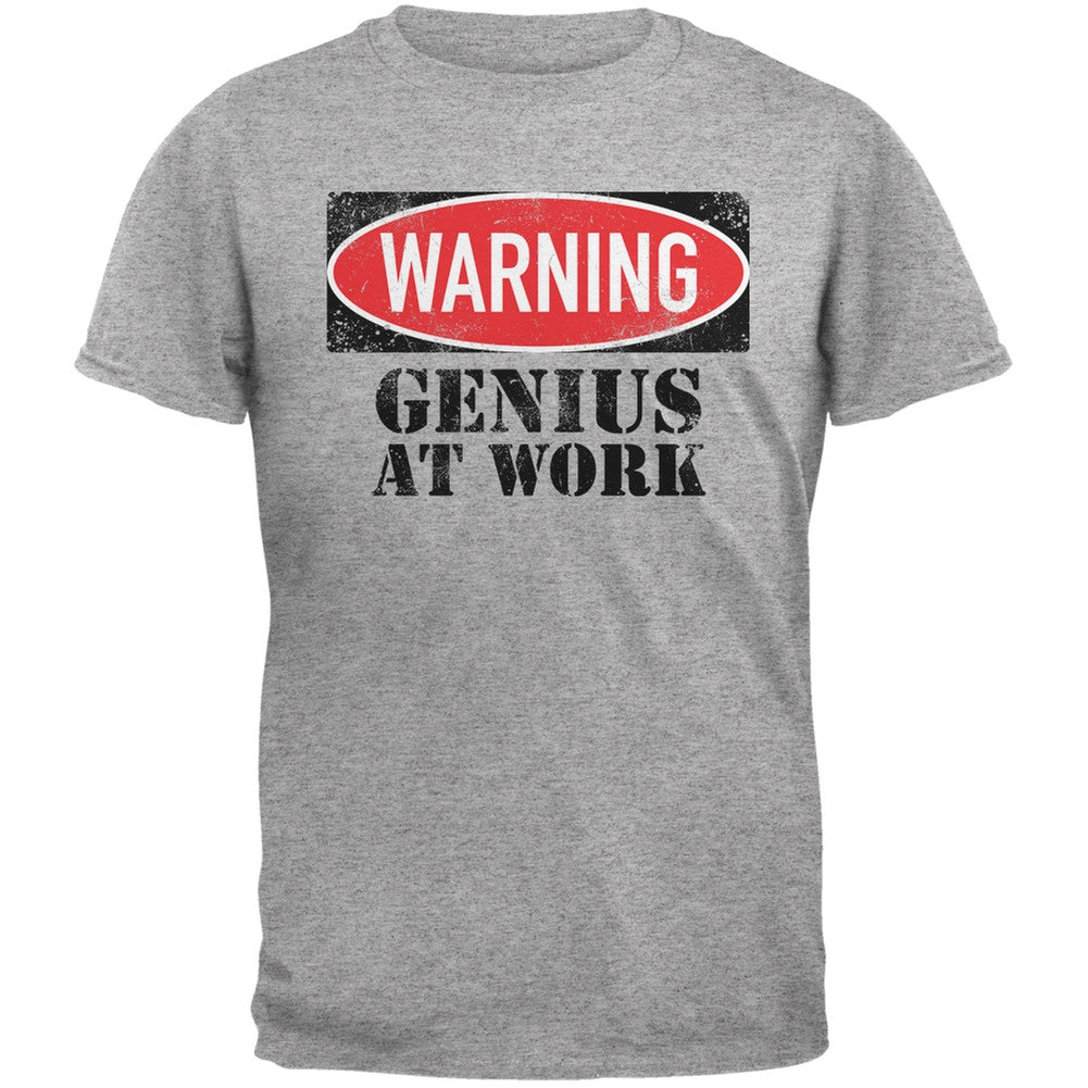 Genius At Work Heather Grey Adult T-Shirt Men's T-Shirts Old Glory 2XL Grey 