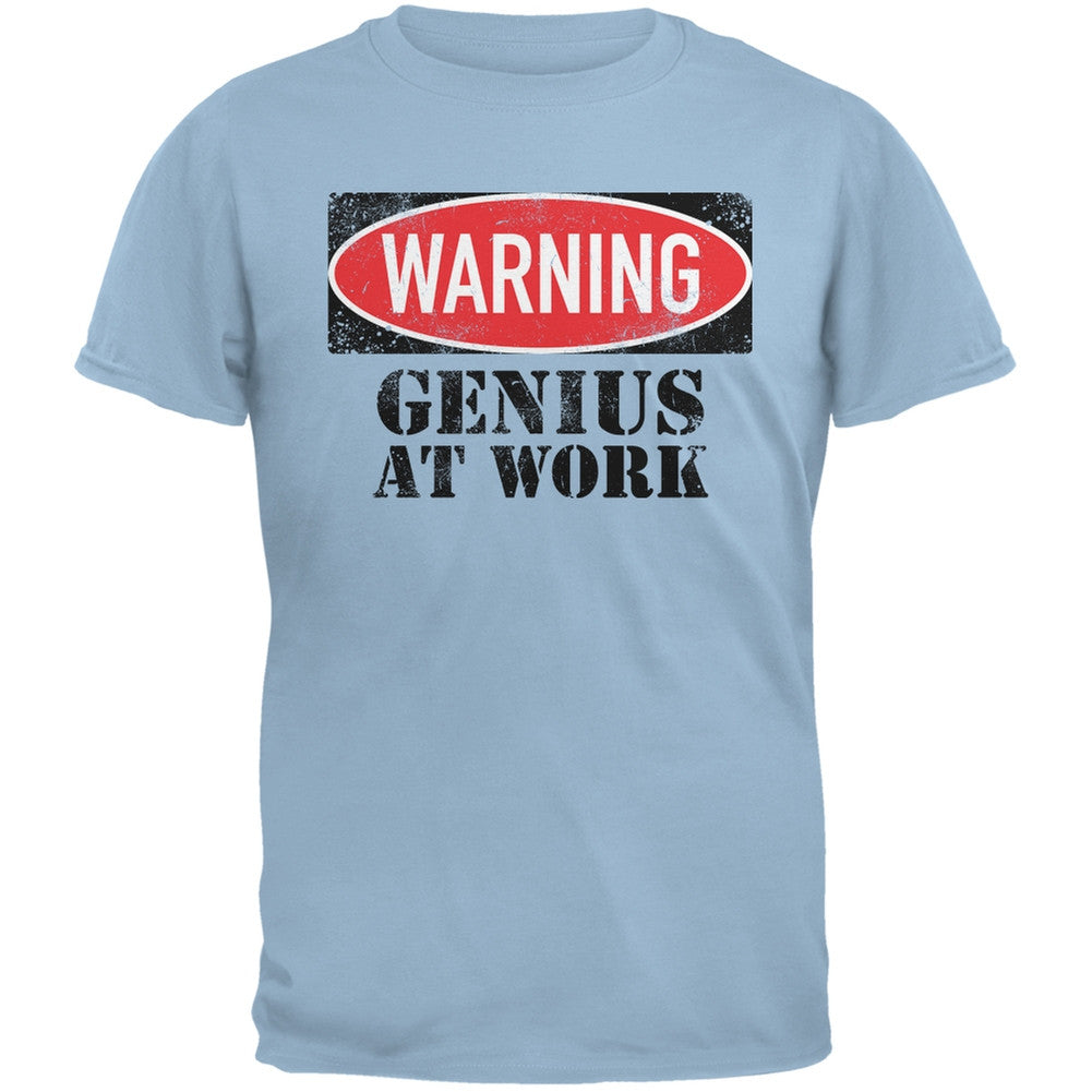 Genius At Work Light Blue Adult T-Shirt Men's T-Shirts Old Glory 2XL Blue 