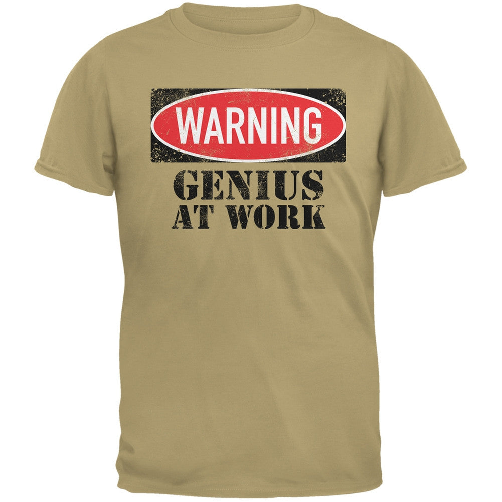 Genius At Work Tan Adult T-Shirt Men's T-Shirts Old Glory 2XL Beige 