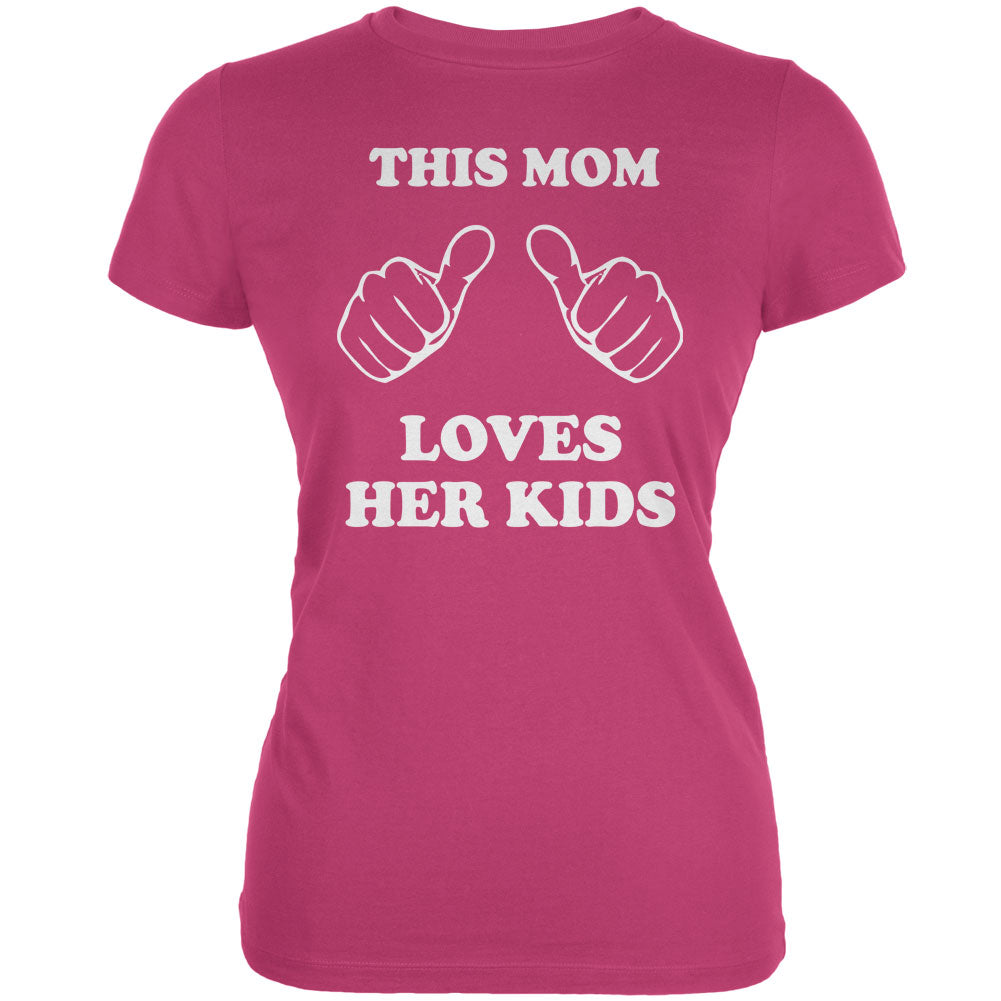 Mother's Day - This Mom Loves Her Kids Berry Pink Juniors Soft T-Shirt Juniors T-Shirts Old Glory LG Pink 