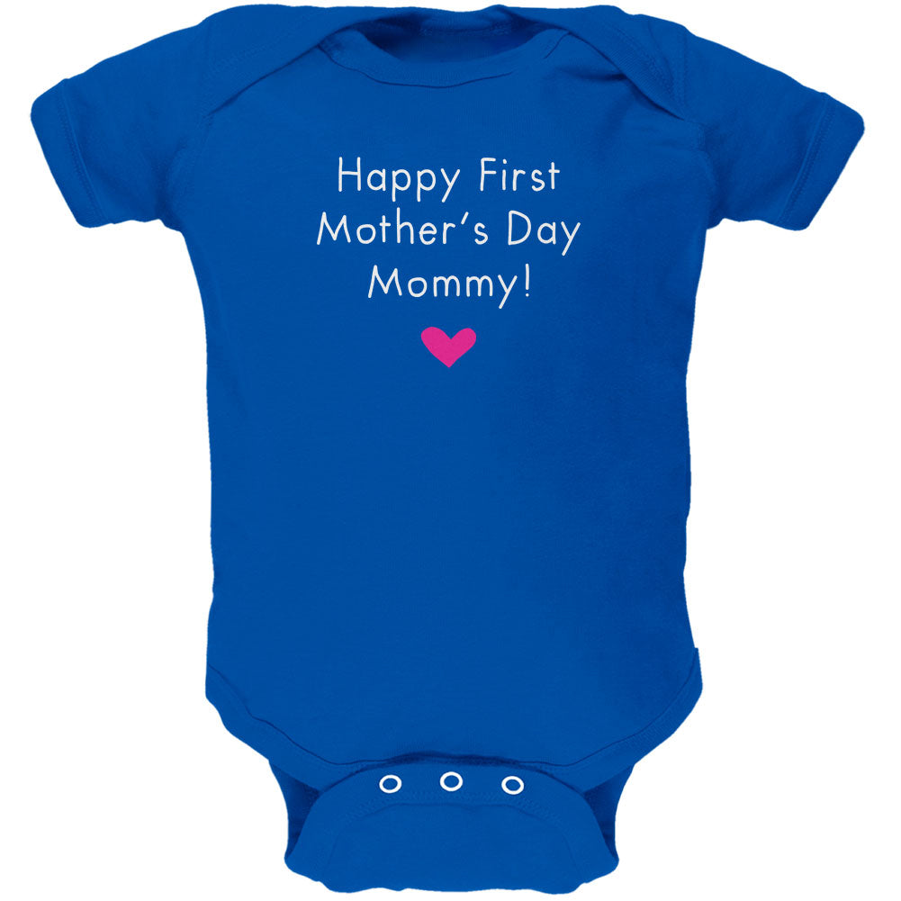 Happy First Mother's Day Mommy Royal Soft Baby One Piece Baby One Piece Old Glory 0-3M Blue 