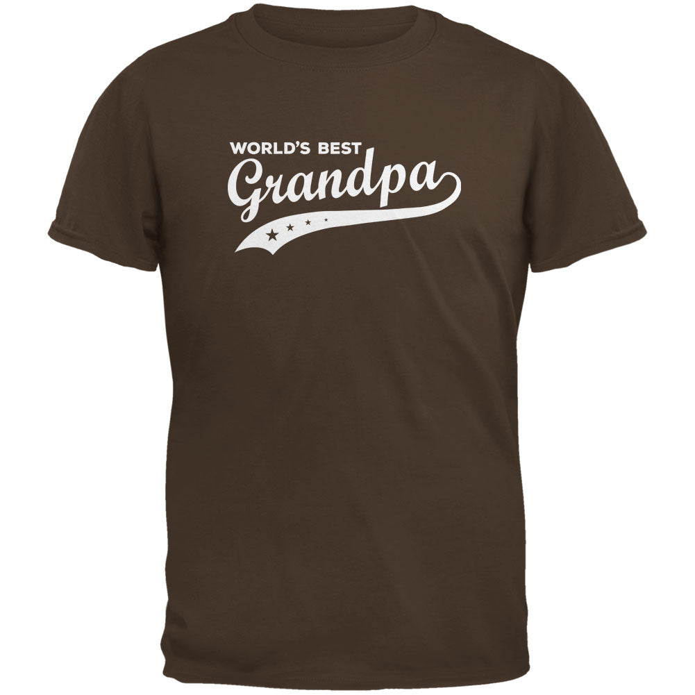 Father's Day - World's Best Grandpa Brown Adult T-Shirt Men's T-Shirts Father's Day 2XL Brown 