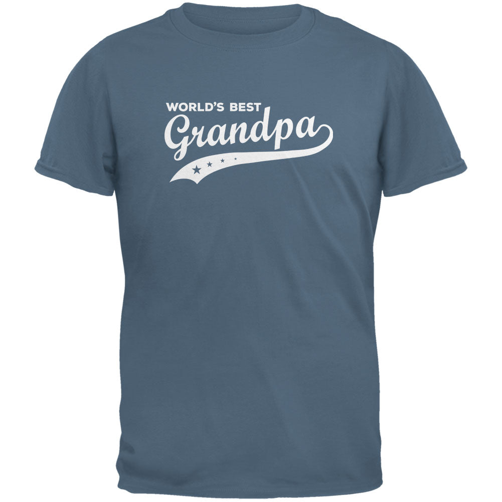 Father's Day - World's Best Grandpa Indigo Blue Adult T-Shirt Men's T-Shirts Father's Day 2XL Blue 