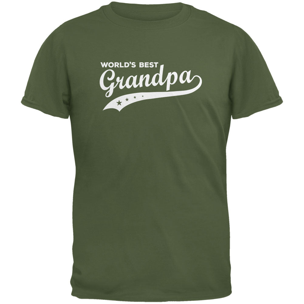 Father's Day - World's Best Grandpa Military Green Adult T-Shirt Men's T-Shirts Father's Day 2XL Green 