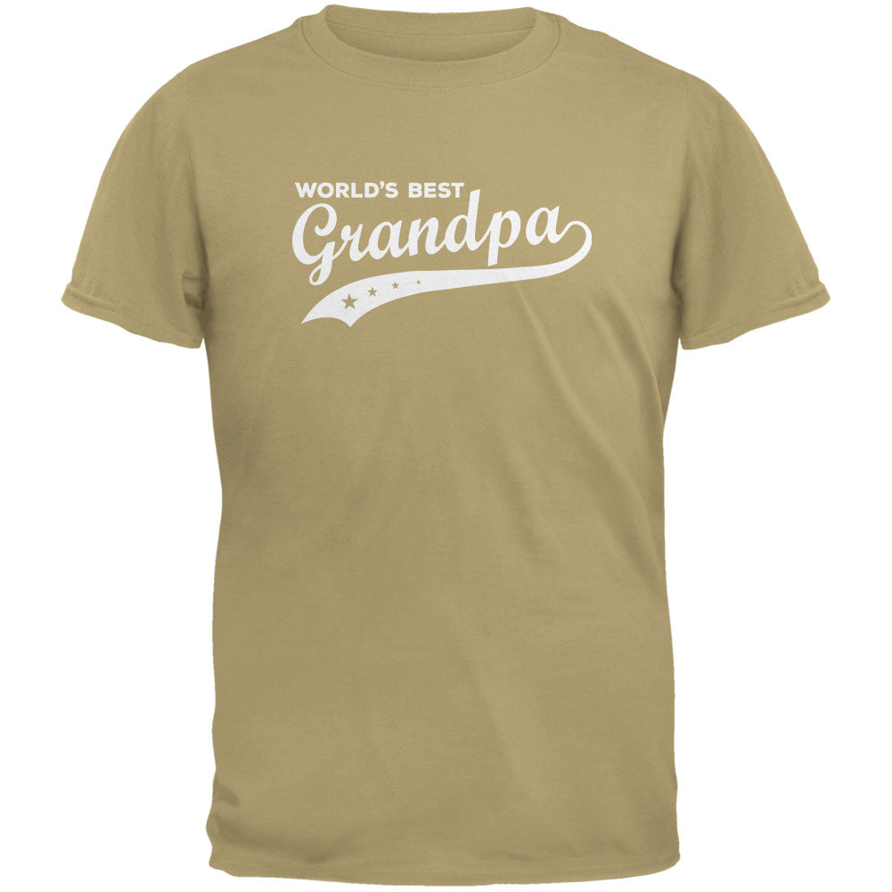 Father's Day - World's Best Grandpa Tan Adult T-Shirt Men's T-Shirts Father's Day 2XL Tan 