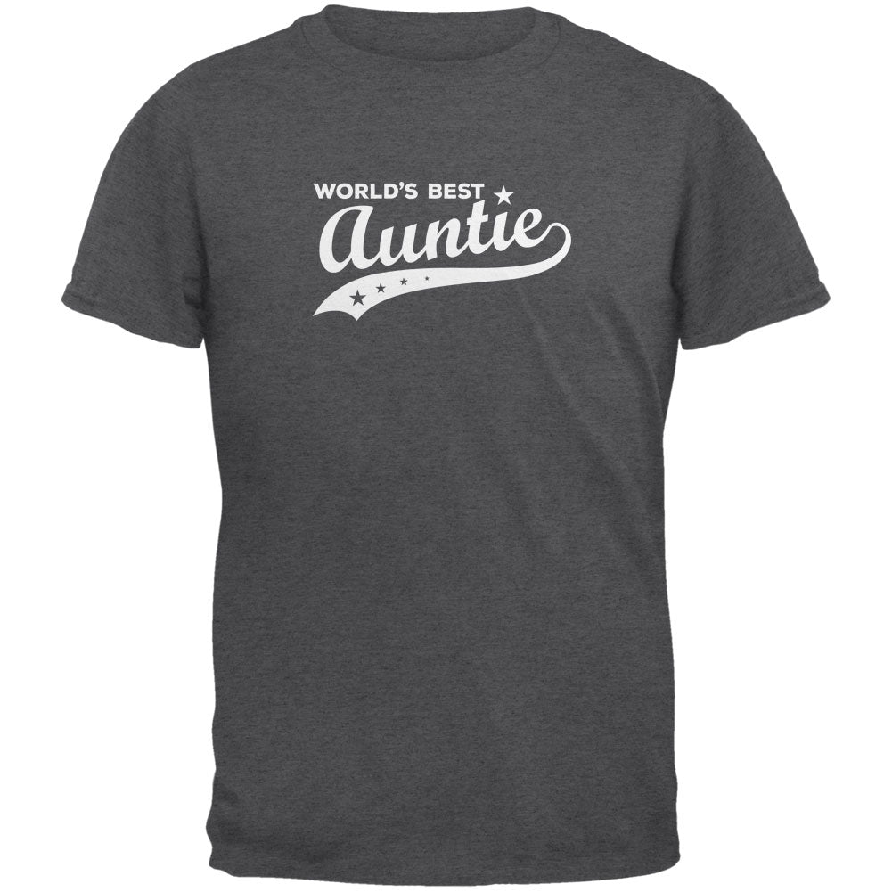 World's Best Auntie Dark Heather Adult T-Shirt Men's T-Shirts Old Glory 2XL Grey 