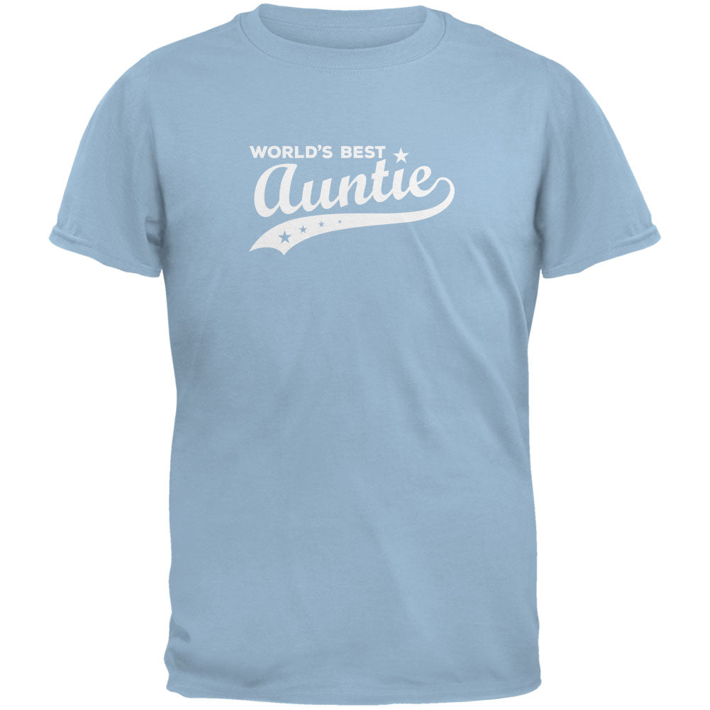 World's Best Auntie Light Blue Adult T-Shirt Men's T-Shirts Old Glory 2XL Blue 