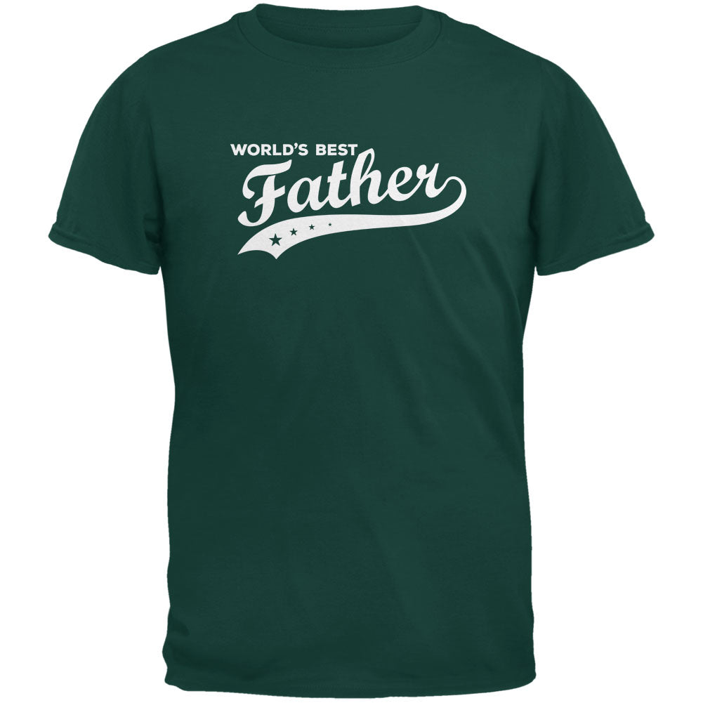 Father's Day - World's Best Father Forest Green Adult T-Shirt Men's T-Shirts Father's Day 2XL Dark Green 