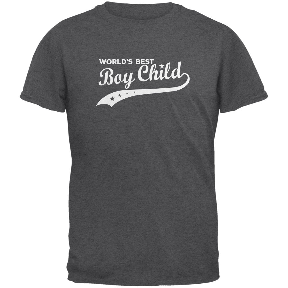 World's Best Boy Child Dark Heather Adult T-Shirt Men's T-Shirts Old Glory 2XL Grey 