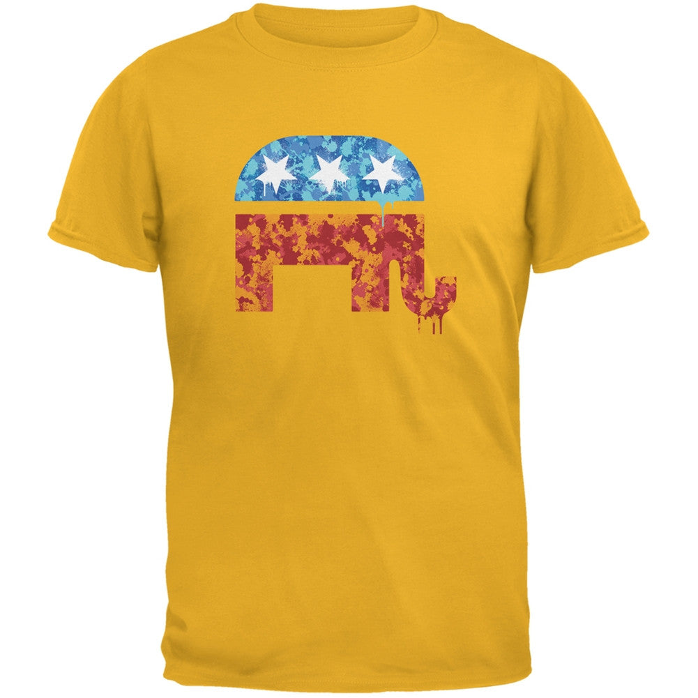 Election - Splatter Republican Gold Adult T-Shirt Men's T-Shirts Old Glory 2XL Yellow 