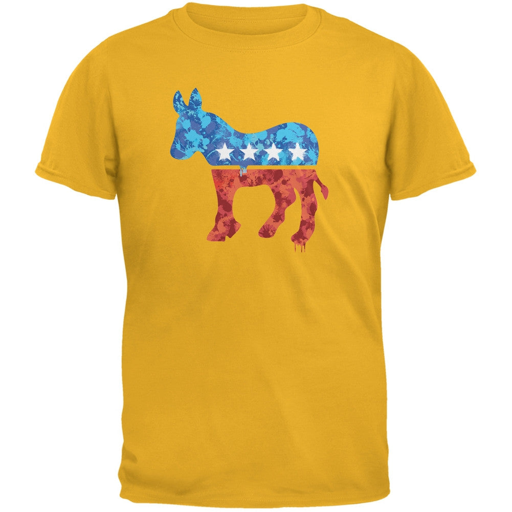 Election - Splatter Democrat Gold Adult T-Shirt Men's T-Shirts Old Glory 2XL Yellow 