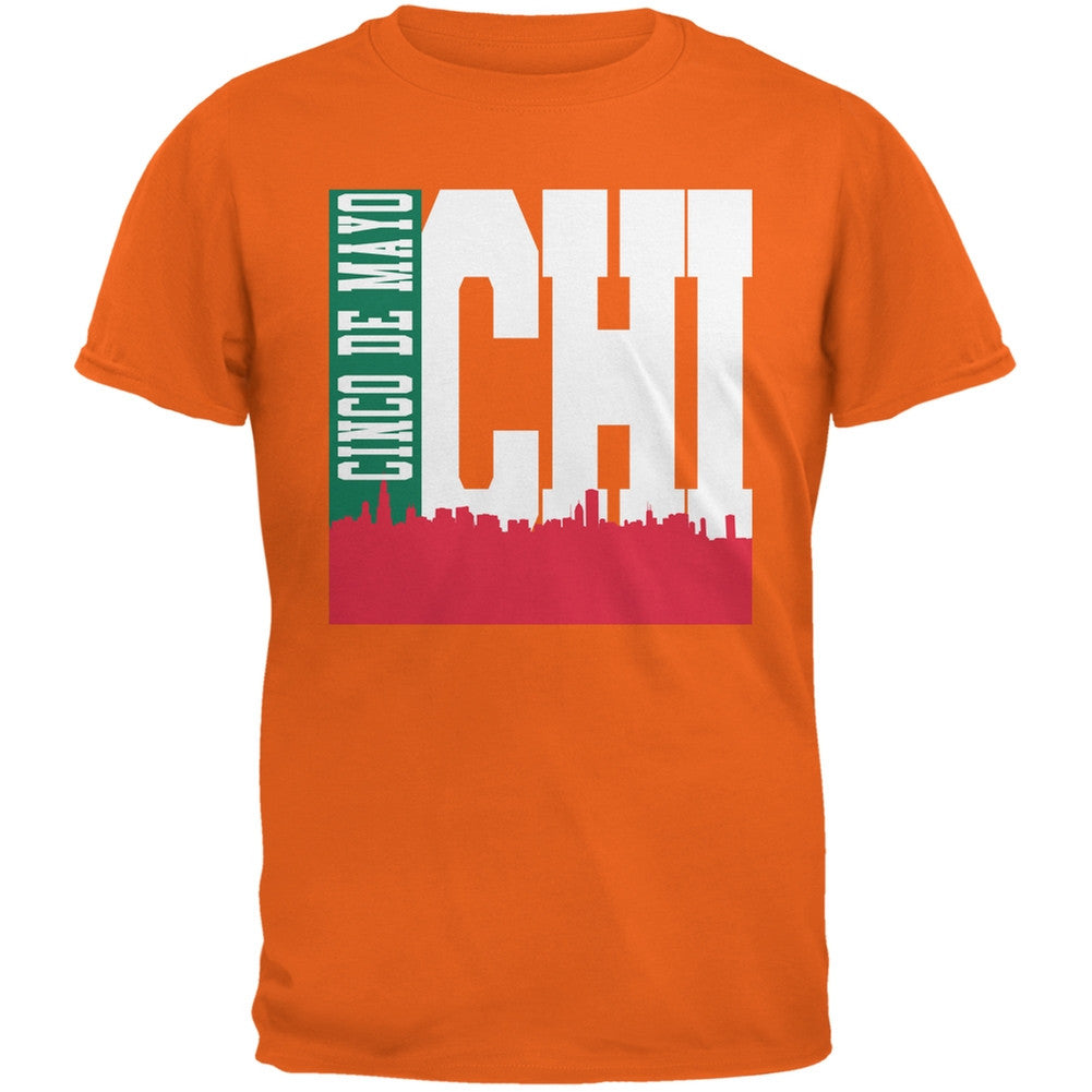 Chicago Cinco De Mayo Sky Line Orange Adult T-Shirt Men's T-Shirts Old Glory 2XL Orange 