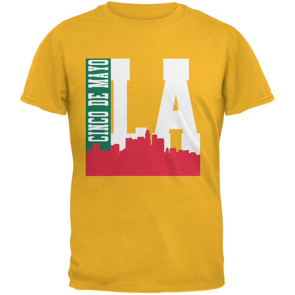 Los Angeles Cinco De Mayo Sky Line Gold Adult T-Shirt Men's T-Shirts Old Glory 2XL Yellow 