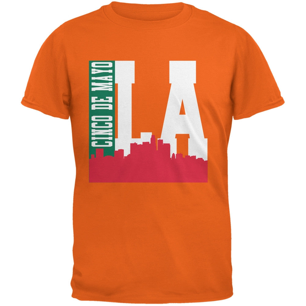 Los Angeles Cinco De Mayo Sky Line Orange Adult T-Shirt Men's T-Shirts Old Glory 2XL Orange 