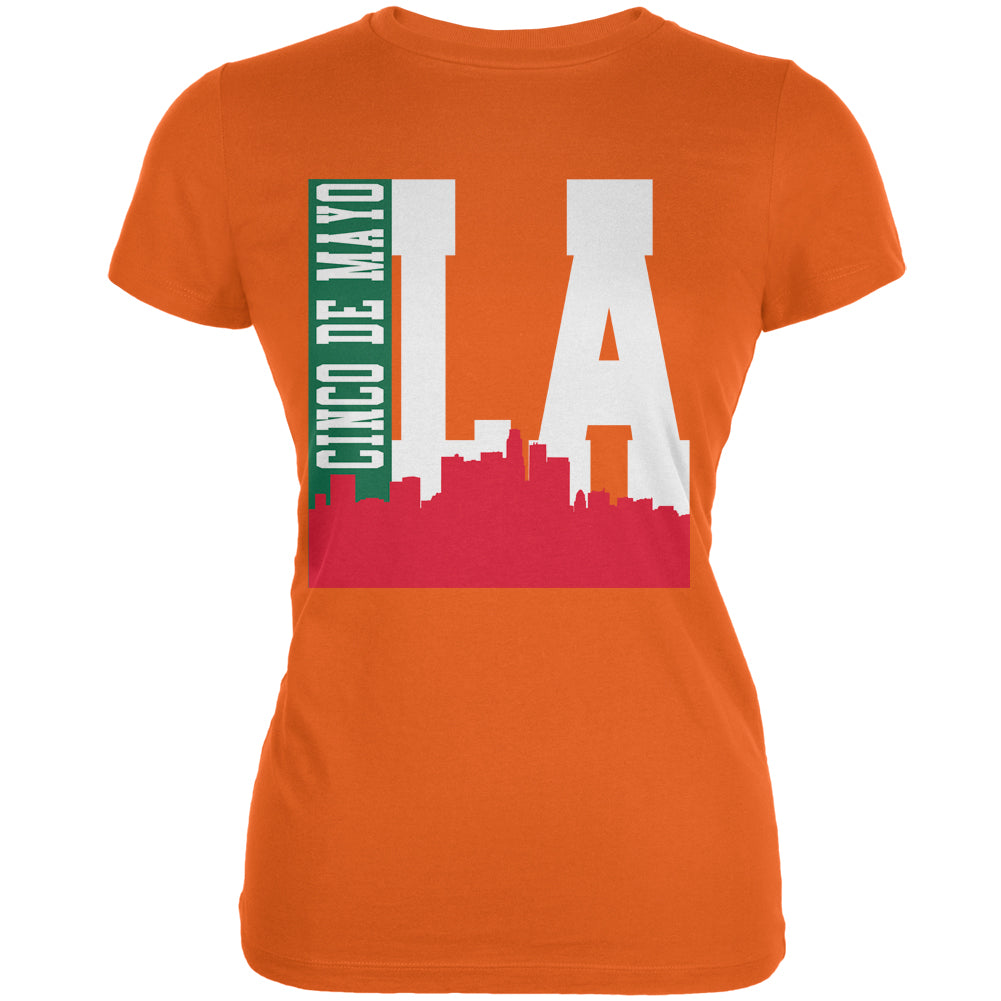 Los Angeles Cinco De Mayo Sky Line Orange Juniors Soft T-Shirt Juniors T-Shirts Old Glory 2XL Orange 