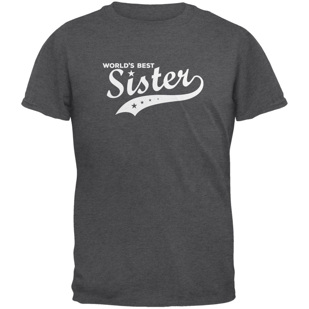 World's Best Sister Dark Heather Adult T-Shirt Men's T-Shirts Old Glory 2XL Grey 