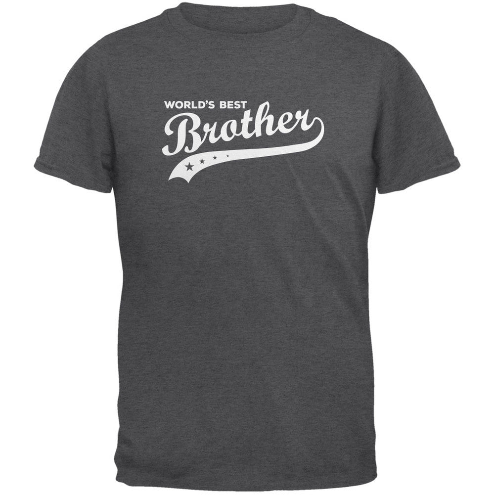 World's Best Brother Dark Heather Adult T-Shirt Men's T-Shirts Old Glory 2XL Grey 