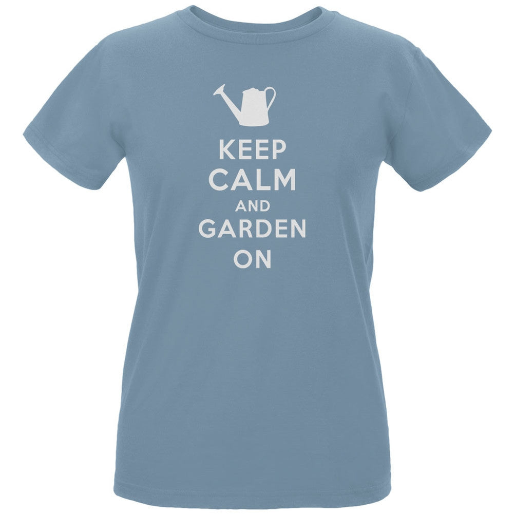 Mother's Day - Keep Calm & Garden On Women's Organic Blue T-Shirt Women's T-Shirts Old Glory LG Blue 