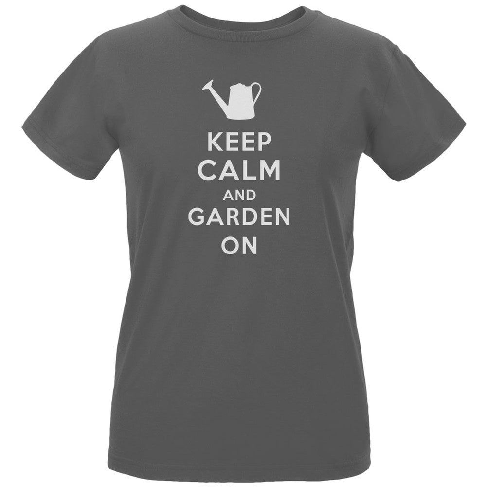 Mother's Day - Keep Calm & Garden On Women's Organic Charcoal T-Shirt Women's T-Shirts Old Glory LG Grey 