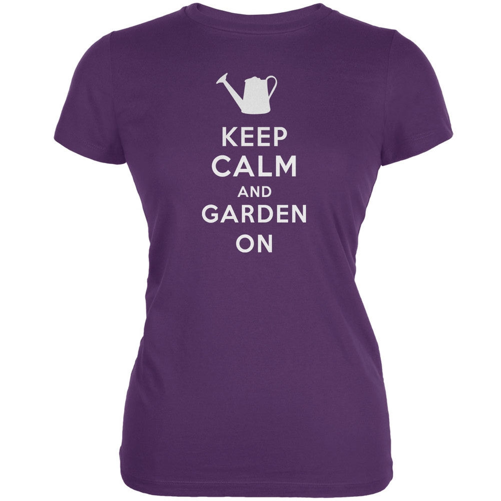 Mother's Day - Keep Calm & Garden On Purple Juniors Soft T-Shirt Juniors T-Shirts Old Glory 2XL Purple 