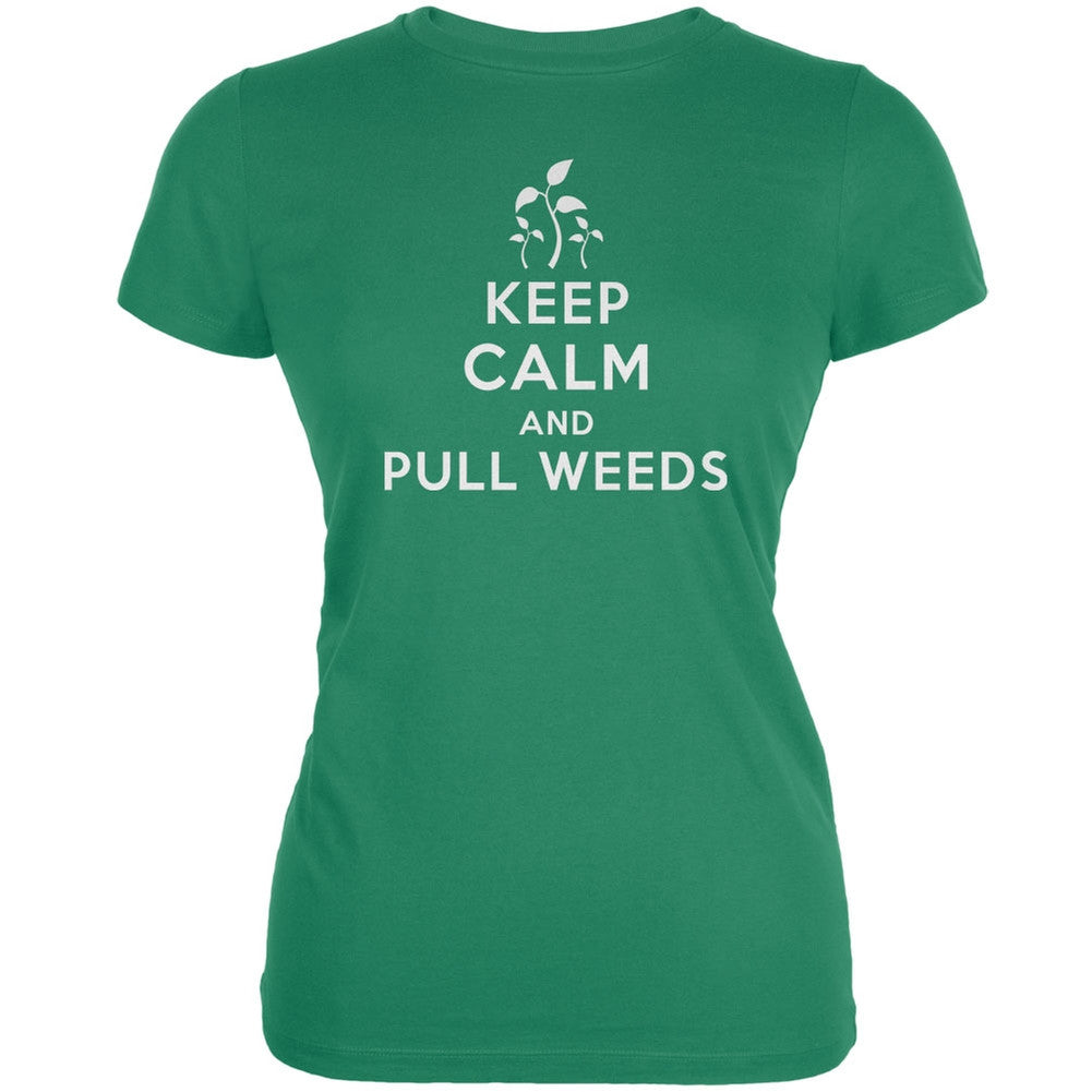 Mother's Day - Keep Calm & Pull Weeds Kelly Green Juniors Soft T-Shirt Juniors T-Shirts Old Glory 2XL Green 