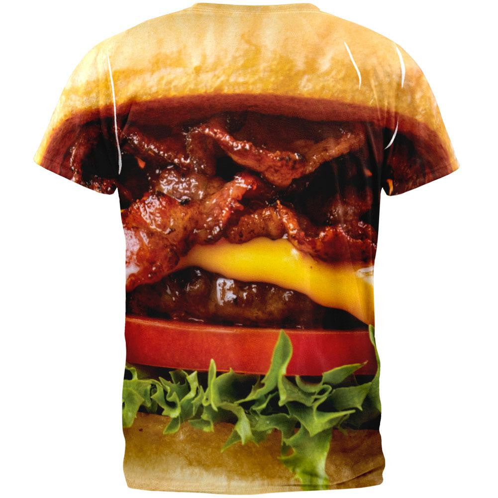Hamburger Juicy Burger All Over Adult T-Shirt Men's T-Shirts Old Glory   