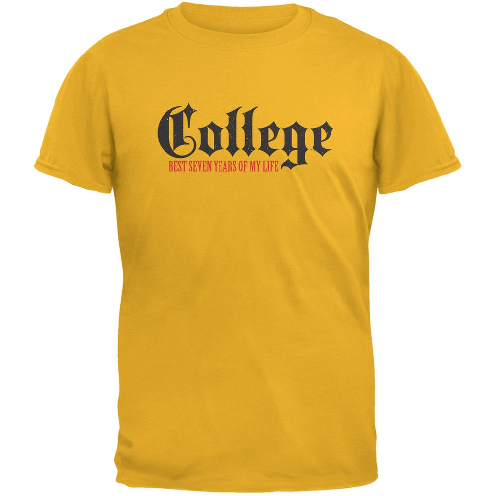 Graduation - College Best 7 Years Gold Adult T-Shirt Men's T-Shirts Old Glory 2XL Yellow 